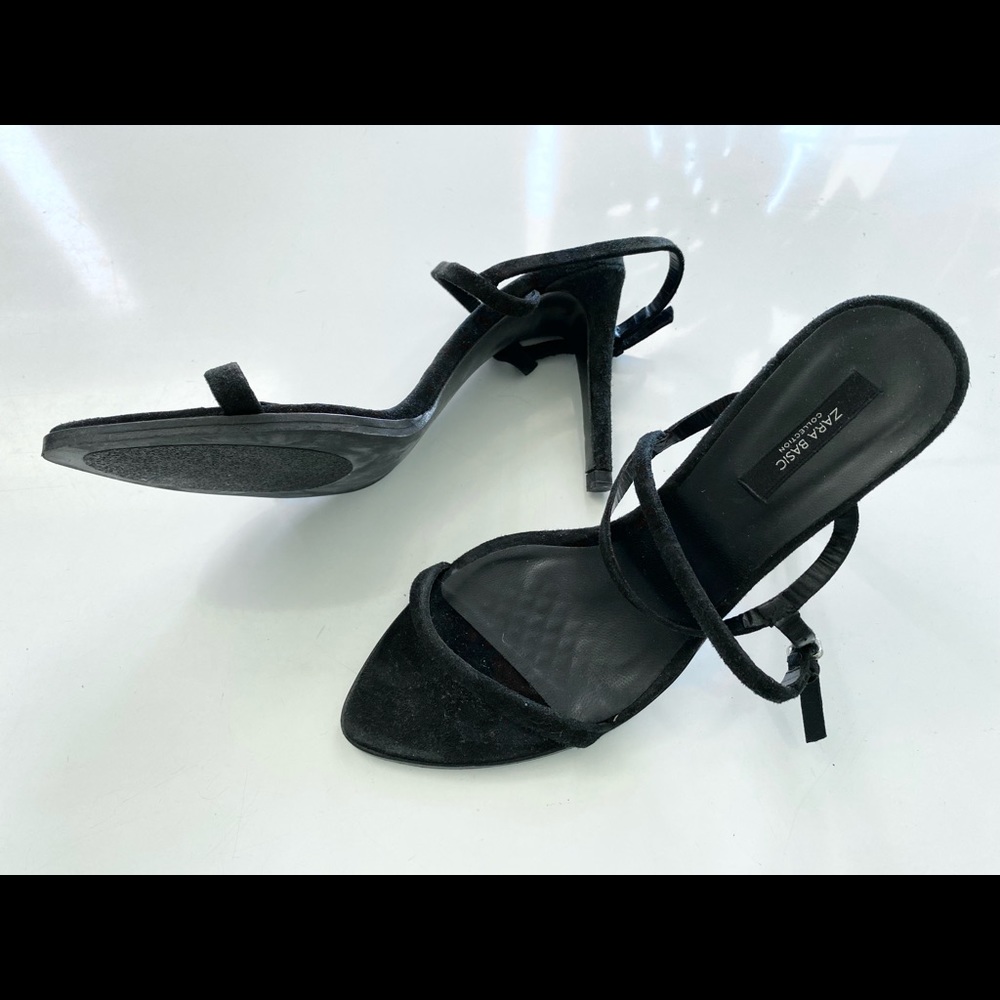 Zara suede leather high heel strappy sandals